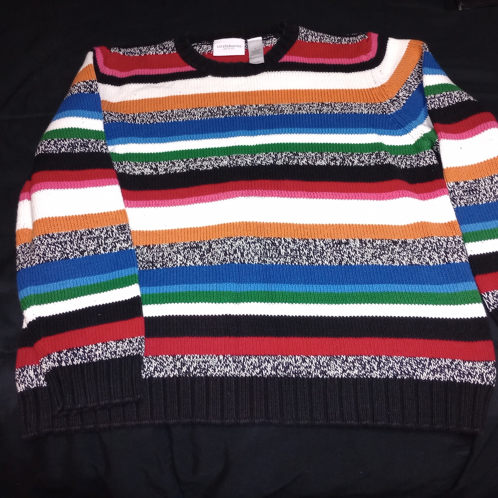 Liz Claiborne Multicolor Striped Crewneck Sweater